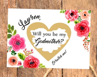 Will you be my Godmother Scratch Off card Personalised Godmother gift God Mother proposal card asking Godmother card Godparent gift card