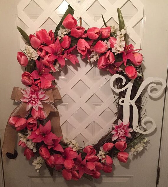 Tulips- Everyday Wreath - Garden Wreath - Garden Decor - Front Door Wreath - Summer Decor - Housewarming Gift - Summer Wreath - Gift For Her