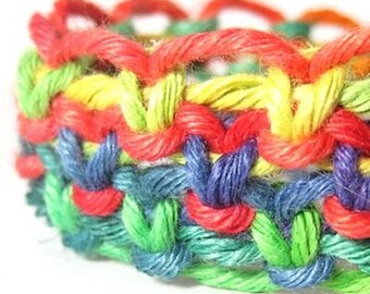 Rainbow Hemp Wide Bracelet - Made to Order
