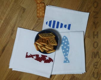 Napkins set sea decor white napkins home napkins handmade napkins cotton napkins dinner napkins table cloth table decor kitchen napkins