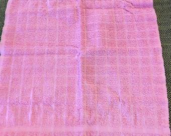 Vintage Leshner Mills Solid Hot Pink Waffle Terry Hand Towel Kitchen Towel- vintage pink hand towel, vintage pink kitchen terry towel