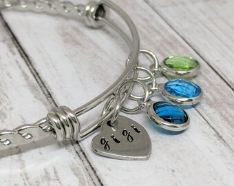 Gigi bangle - gigi bracelet - gigi jewelry - adjustable silver bracelet - Gigi gifts - gift for grandma - mother's day gift