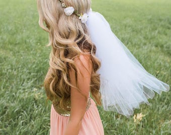 Flower Crown Veil - Boho Bachelorette Veil - Bachelorette Flower crown - Bridal Crown - Bridal Flower Crown - Bachelorette Veil - Bride