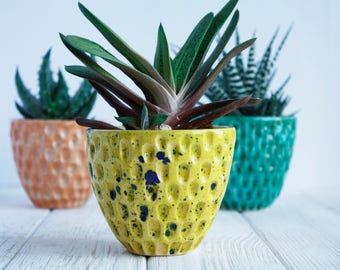 Yellow Ceramic Planter - Air Plant Holder - Modern Succulent Planter - Plant Pot - Plant Holder - Succulent Pot - Cactus Planter