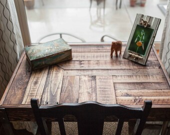 Repurposed Pallet Wood Desk with Drawer and Metal Legs