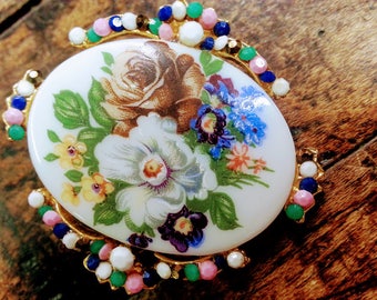 ALICE CAVINESS Signed Porcelain Brooch