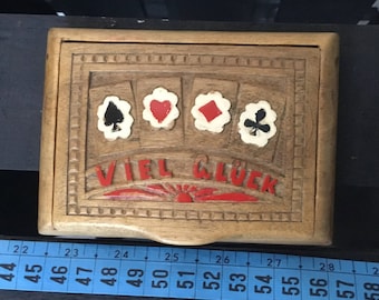 playing cards: vintage wooden box