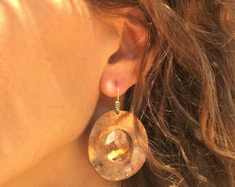 Silver Earrings, Copper Earrings, Brass Earrings, Dangle Earrings, Mixed Metal Earrings, Round Earrings