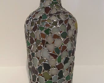 Sea Glass Vase, Large Multi-coloured Vase, Made With Isle Of Wight Seaglass.