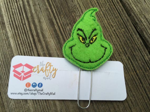 Mean Green Planner Clip/Paper Clip/Feltie Clip. Christmas planner clips. Holiday planner clip. Christmas planner clip