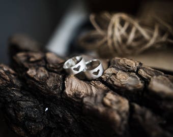 Heart wedding rings | Etsy