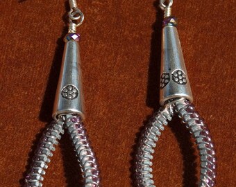Upcycled Teardrop Zipper earrings