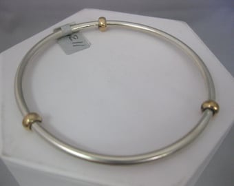 Sterling Silver and Gold Filled Hand Wrought Smooth Bangle Bracelet