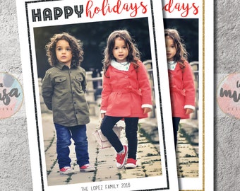 HAPPY HOLIDAYS CARD {Holiday} {Christmas} {Family} {Photo} {Printable}