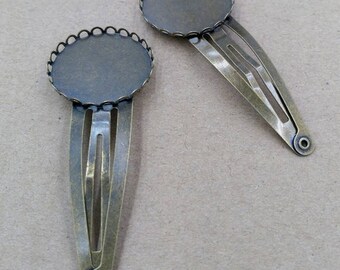 20pcs Cameo Setting Hair Clips / Hairpin tray base DIY Hairpin,Blank Hairpin, 25mm Base Setting Hair Clip (08754)