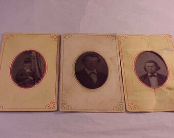 3 Small Vintage Tin Type Photographs