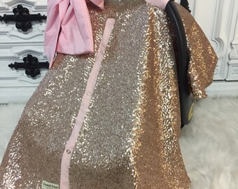 CAR SEAT COVER / car seat canopy / nursing cover / carseat cover / carseat canopy / ooak / sequin / infant car seat cover / gold / sparkle