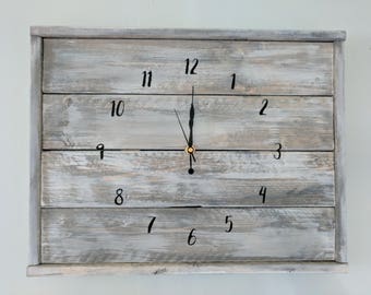 Rustic wood farmhouse clock. 22x16" Shabby Chic handmade clock.
