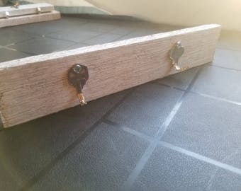 Reclaimed wood key holder with 2 keys to hang from