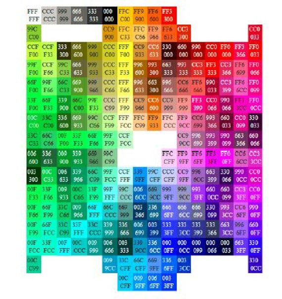 Printable Color Chart with Hex Values