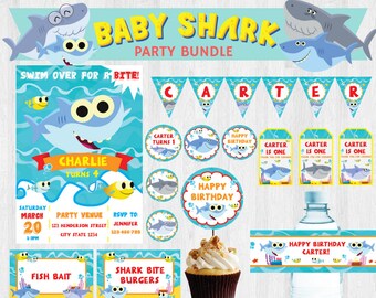 Super Simple Songs Baby Shark EDITABLE Birthday Party Bundle/ Party Set/ Party Kit Printable