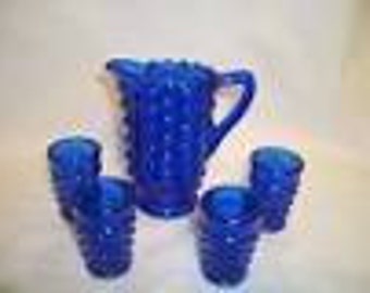 Vintage Child's 5 pc. Cobalt Blue Hobnail