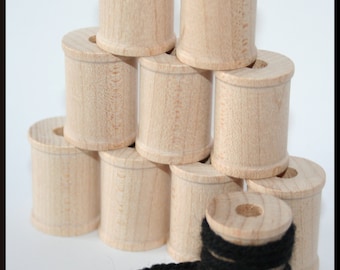 10- Various sized Wooden Spools, Wood Spool for Twine or Thread, Large Wooden Spool, Small Wooden Spool