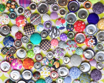 Button Earrings / 5 Pairs for 25 / Fabric Covered / Wholesale Jewelry / GRAB BAG / Stud Earrings / Gifts for Her / Made in USA