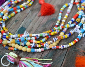 Spring Mix: Multi Color Ghana Glass Beads, 4x4mm assorted, 39" str., Tube Rondelle Beads / Fun Beads, African Beads, Festival Jewelry