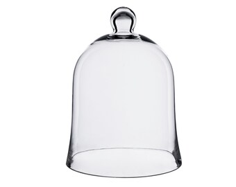 Glass Bell Cloche Jar Dome with Knob. H-"12", Interior Height - 9.5"