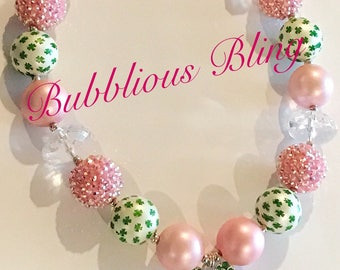 St Patricks Day Chunky Bubblegum Necklace