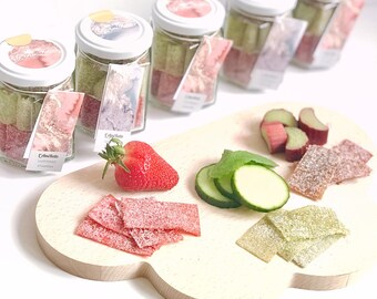 Mix the AmiKette candy natural fruit, pot mix of 3 flavors, strawberry, cucumber-Mint and cinnamon rhubarb