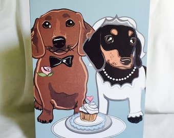 Wedding Dachshunds - Greeting Card