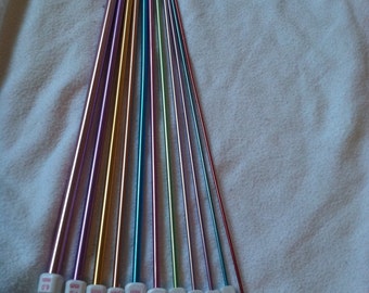 Aluminum Afghan Crochet Hooks/ Tunisian Hooks Multi Colored 11 sizes