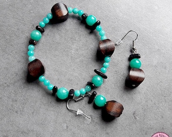 Set bracelet and earrings in Amazonite