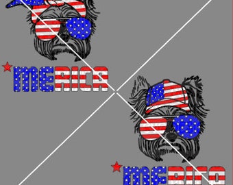 flag yorkie patriotic svg