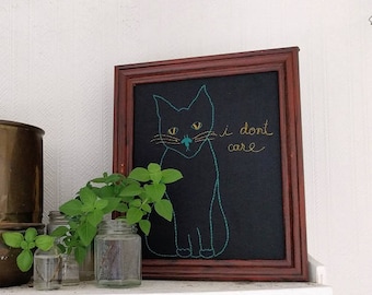 I Don't Care - Framed Embroidery Art