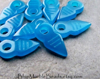 Czech Arrow Bead-Czech Glass-Czech Bead-Glass Arrow Bead-Organic Bead-Blue Bead-Tribal Bead-Rustic Bead-Matte Glass Beads-10 Beads