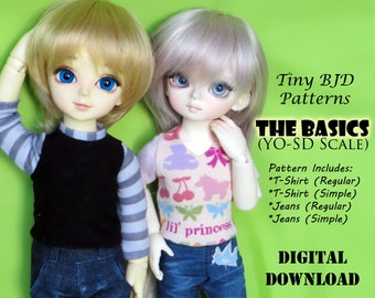 Yo-SD sized Jeans T-Shirt Basics clothes pattern for LittleFee, YoSD, Honey Delf & Similar sized BJD dolls