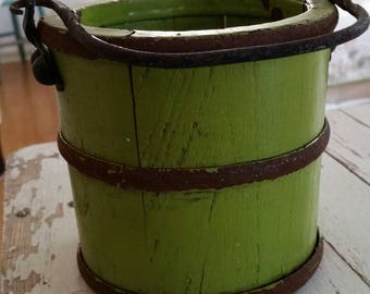 Vintage Chippy Little Green Bucket