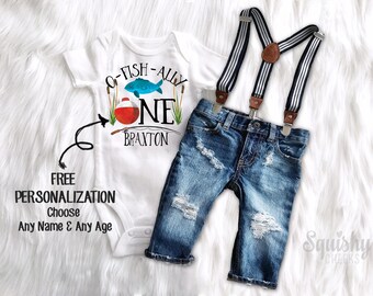 Fish Birthday Outfit Boys Fish Birthday Shirt Baby Boys 1st Birthday Outfit O-Fish-Ally One Personalized Smash Cake Outfit ANY AGE