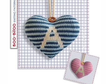 Personalised Hanging Heart decoration knitting pattern