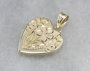 Vintage Gold Locket, Heart Shaped Locket, Floral Locket, Birthday Gift 885KYWHK-D