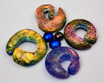 Dichroic Accent Tiles, Mosaic Tiles, Accent Tiles, Fused Glass Tiles, Circle Tiles, Handmade Mosaic Tiles, Decorative Tiles, Dichroic Cabs