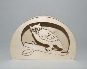 Ash-Wood owl napkin in beech cm 15 x 10 x 5