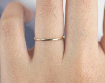 Wedding Band, Gold Thin Band, Minimalist Ring, 18K, 14K, 10K Solid Gold Wedding Ring, 1mm Gold Band, Gold Ring, Gold Band, Thin Band