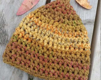 Pixie hood brown crochet pointy baby 3-6 months