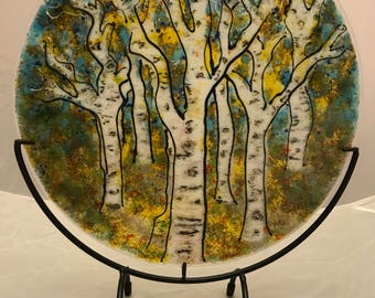 Aspen Trees Fused Glass Art