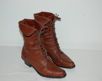 Women Size 8 1/2 Vintage 1980s Brown Leather Tall Boots