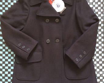 Vintage Petit Bateau Children’s Wool Caban Coat / Navy Blue/ 8 years-126cm